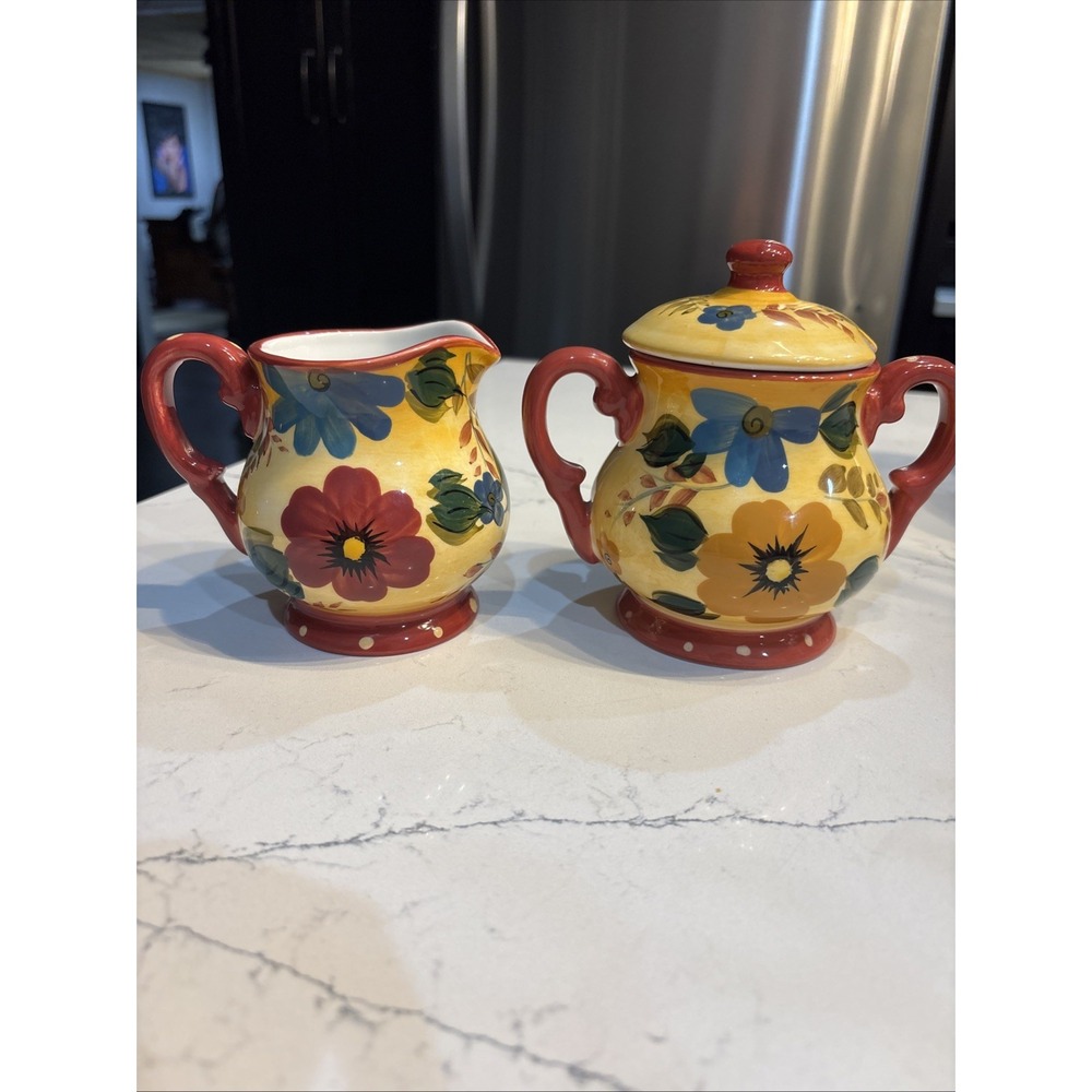 Oneida Sunset Bouquet Cream And Sugar Dish Set